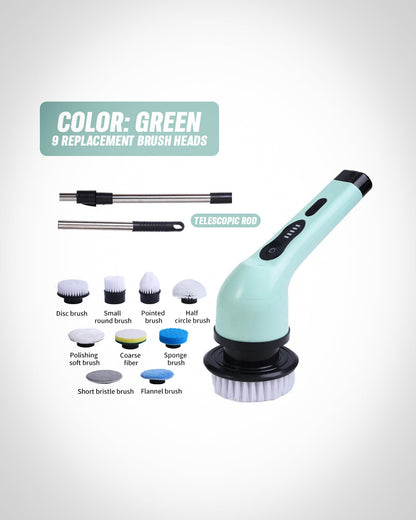 Electric Spin Scrubber, IPX5 Waterproof, 9 Replaceable Brush Heads